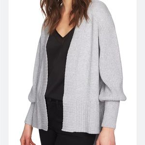 1.State Nordstrom grey blouson sleeve open cardigan sweater